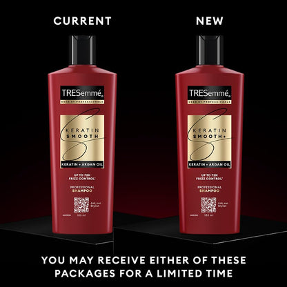 TRESemme Keratin Smooth+ Shampoo With Keratin Protein and Argan Oil | Salon-Like Smooth Hair | Up To 72H Frizz Control