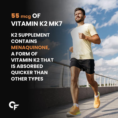 Carbamide Forte Vitamin D3 K2 Supplement | Vitamin K2 MK7 To Support Bone & Heart Health | Veg D3 - Lichen - 120 Tablets