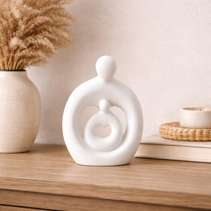 Mother & Baby Statue Showpiece, Resin Mother Child Figurine for Home Decor, Motherhood Sculpture, Housewarming Gift, Anniversary & Shower Gift for Mom-to-Be