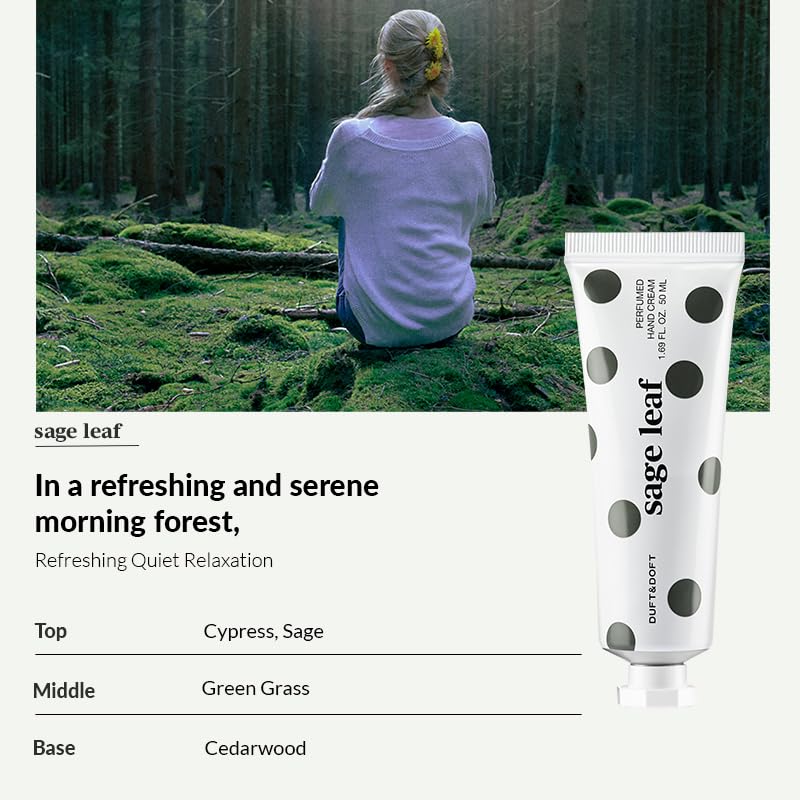 DUFT & DOFT Niche Perfume Hand Cream Sage Leaf (50ml): Herbal Cypress & Cedar, Cocoa Butter & Squalane for Intense Hydration & Softness