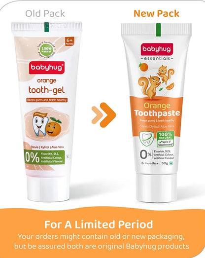 Babyhug Orange Flavoured Tooth Gel for Ages 6 Months+ |100% Natural Ingredients Fluoride Free No SLS/SLES- 50 g (1)