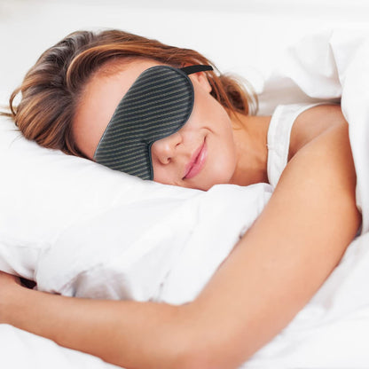 Friends of Meditation 100% Mulberry Silk Eye Mask, Super Smooth Sleep Mask and Blind Fold (Black Lines)