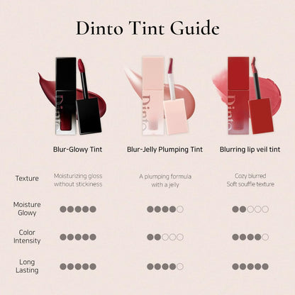 DINTO Blur-Jelly Plumping Lip Tint (775 Woody Gelée, 3.5g) Korean Hydrating Water-Based Jelly Tint with Mild Plumping Effect, Non-Sticky, Long-Lasting Glossy Lip Stain, Vegan & Cruelty-Free