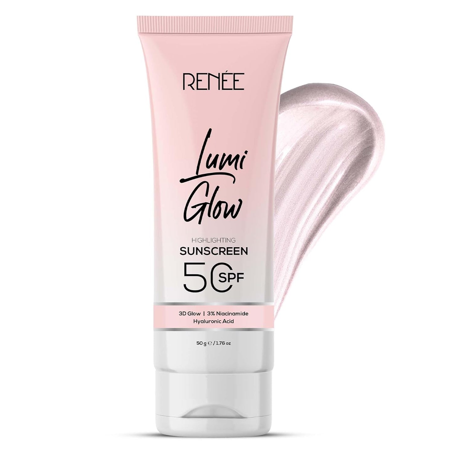 Tube of Renee Lumi Glow sunscreen on a white background