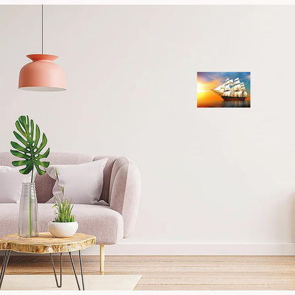 Ship Paintings for Living room, Ship Poster Big Size with Sparkle Coated Lamination - 3189 (Self Adhesive) 18x24 Inch