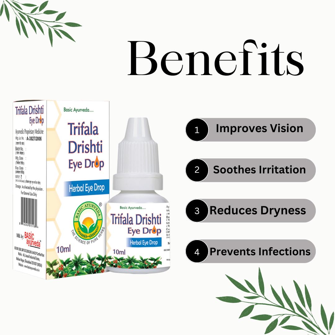 Basic Ayurveda Triphala Drishti Eye Drop – 10ml | Natural Ayurvedic Herbal Eye Care Drops with Triphala & Honey | Cooling, Refreshing & Gentle Support for Healthy Eyes & Daily Eye Wellness