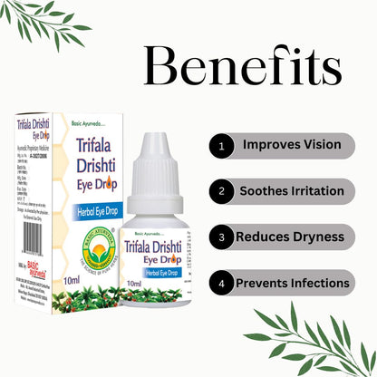 Basic Ayurveda Triphala Drishti Eye Drop – 10ml | Natural Ayurvedic Herbal Eye Care Drops with Triphala & Honey | Cooling, Refreshing & Gentle Support for Healthy Eyes & Daily Eye Wellness