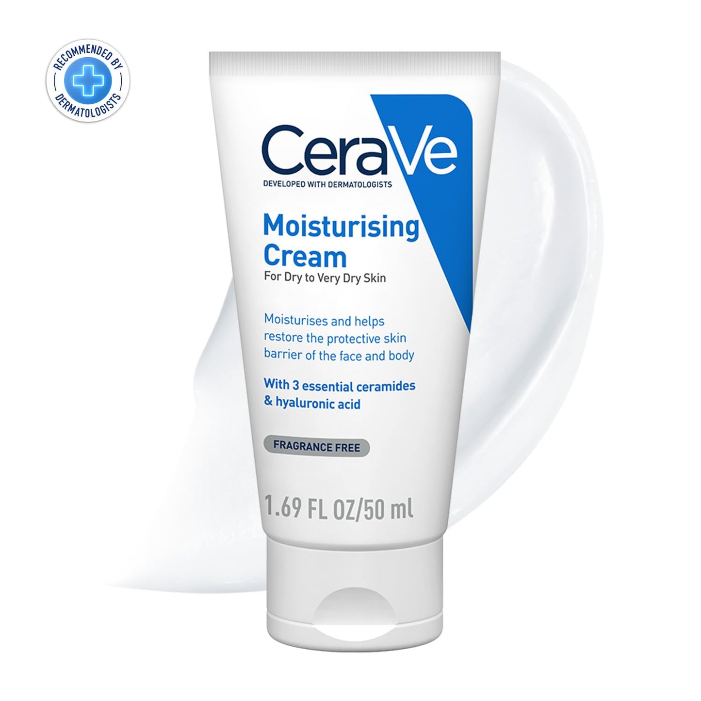 CeraVe moisturizing cream tube on a white background