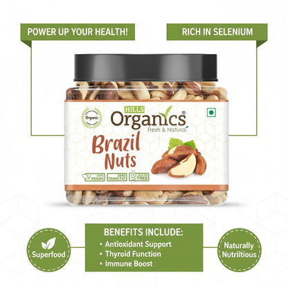 “Hills Organics Premium Raw Brazil Nuts 100g | Rich in Selenium | Superfood | Whole Peru Nuts | Keto Friendly | Jar Pack”