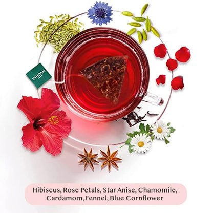 VAHDAM Hibiscus Rose Herbal Infusion - 50 TB | Enhances Skin Glow | Antioxidant & Vitamin C Rich | With Rose Petals, Chamomile & Cardamom | Caffeine Free | Non-GMO