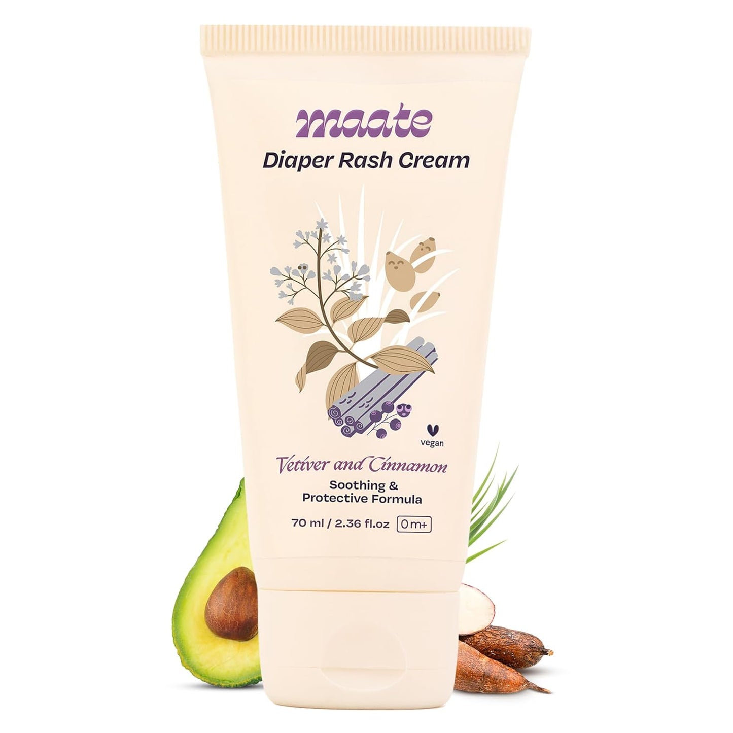 Maate Diaper Rash Cream for Baby 70ml | Enriched with Vetiver, Cinnamon, and Rosemary Oils | Treats & Heals Diaper Rashes & Infection | Diaper Cream for Baby | Pediatrician & Dermatologically Tested