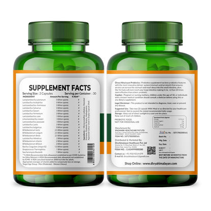 Divya Himalayan Probiotics, 50 Billion CFU, Gut & Immune Support, 60 Vegan Capsules, High-Potency, Non-GMO, Gluten-Free
