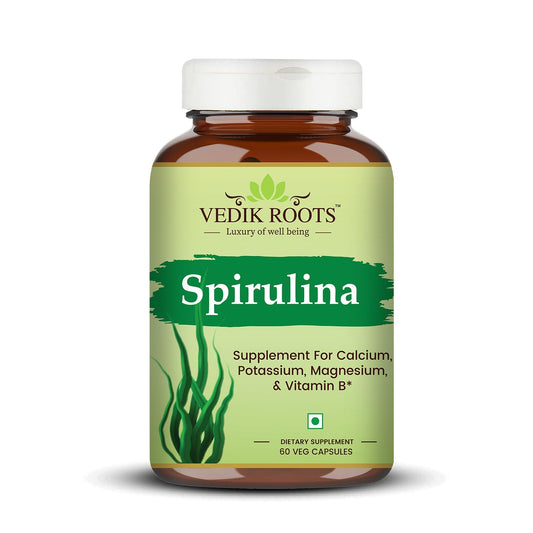 100% Organic Spirulina Capsules For Weight Management & Immunity Booster | Helps In Healthy Heart | Support Digestion & Skin Health For Men And Women- 60 Capsules (Pack of 1)
