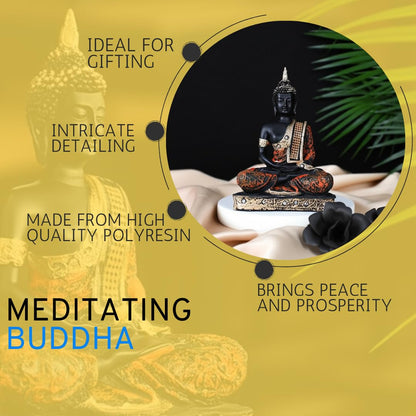 Sitting Meditating Buddha Statue Showpiece Idol for Home Living Room Decor Pooja Office Table Wall Shelf God Idol for Gift