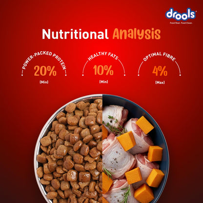 Drools Adult Dry Dog Food 1kg | Turkey and Pumpkin Flavour | Supports Skin Nourishment and Coat Radiance | Promotes Healthy Digestion | Natural Antioxidants | Strengthen Immunity