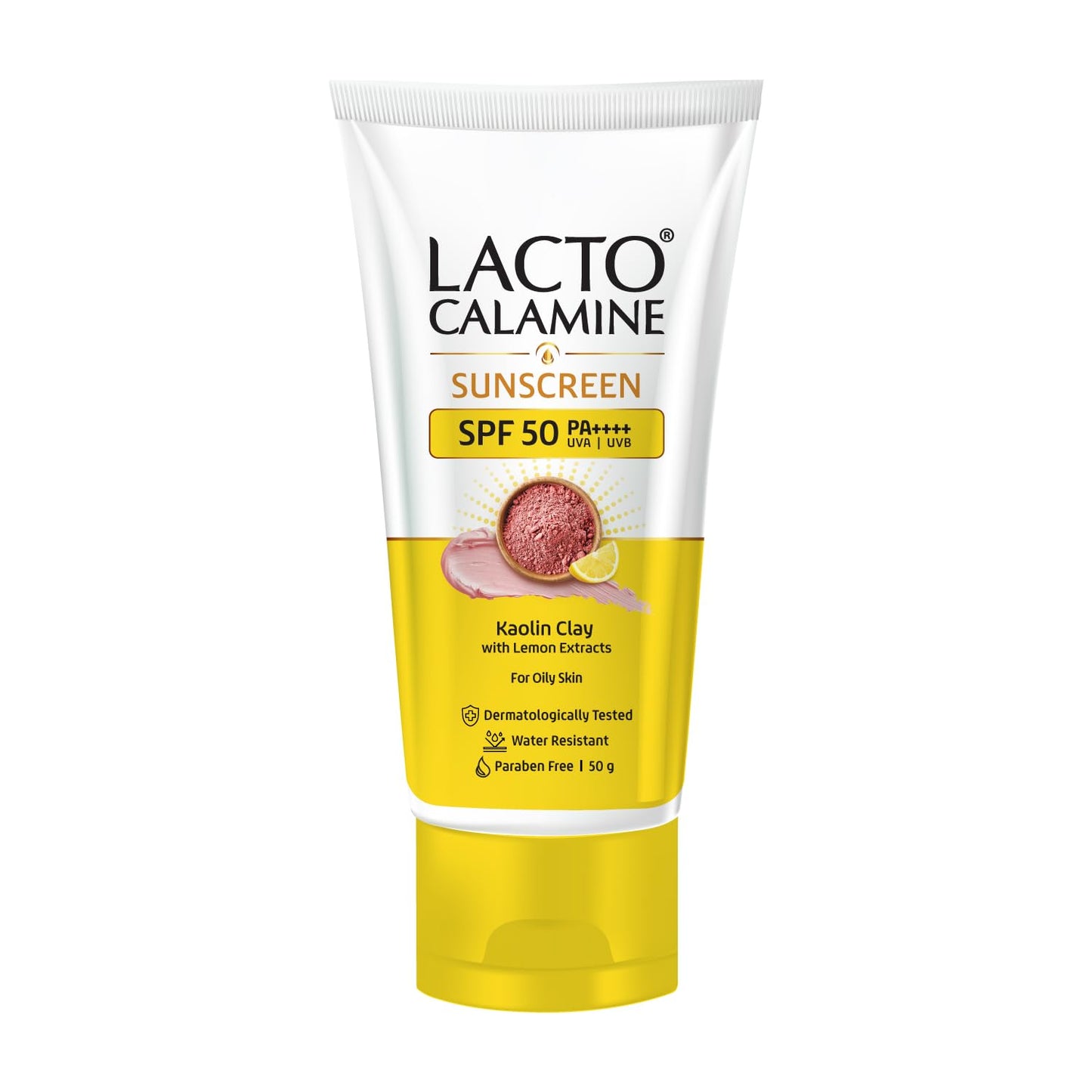 Lacto Calamine Sunscreen SPF 50 | 50g | PA ++++ For Oily Skin | UVA – UVB | Water Resistant & No White Cast | With Kaolin Clay, Vitamin E & Lemon Extracts | Paraben Free