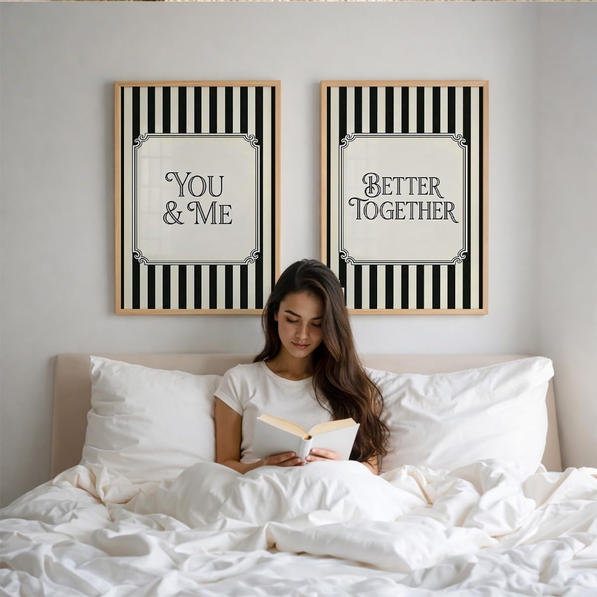 Couple Quote Wall Art Set of 2, Black & White Framed Prints (Art 10, 10x13 Inches)
