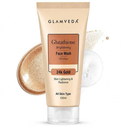 Glamveda Glutathione 24k Gold Face Wash Lightens skin tone, Dark spots & Hyperpigmentation | Glow Booster | For All Skin Types | SLS & Paraben Free 100 ml