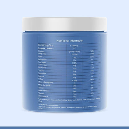 TWAMEVA Collagen Peptides Supplement for Skin, Hair, Nails | Vitamin C, E and Grape Seed Extract| For Healthy Skin,Hair | Marine Collagen Powder for Women & Men | Orange Flavour | 200g