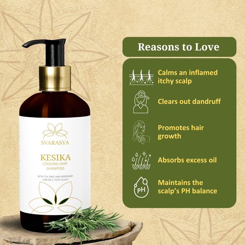 Svarasya Kesika Tea Tree, Rosemary & Neem for Itchy & Flaky Anti-Dandruff Shampoo for Men and Women - 200ml
