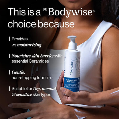 Be Bodywise Hyaluronic Acid Body Wash with Aloe Vera Extract | Deep Cleanses Skin & Provides Intense Hydration to Skin| Gentle and Suitable for All Skin Types | 250ml