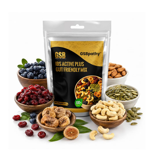 GSBPATHY IBS Active Plus Gut Friendly Mix 250g | Dry Fruits Nuts Seeds Blend with Blueberries, Cranberries, Dried Figs, Almonds, Cashews & Pumpkin Seeds | Fiber Rich Snack for Digestive Wellness