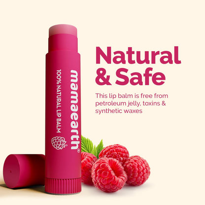 Mamaearth Nourishing Tinted 100% Natural Lip Balm With Vitamin E And Raspberry - 4 G | Gives 12-Hour Moisturization|For Dry&Chapped Lips|Naturally Pink |Natural Tint|Brightens |Tinted Lip Balm