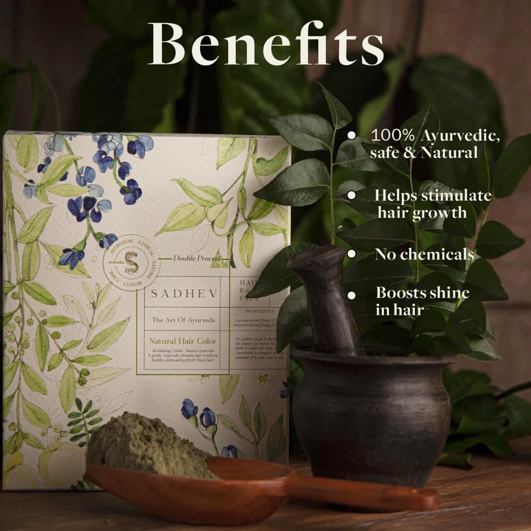 Sadhev Ayurvedic 100% Organic Plant-Based Natural Henna Powder For Hair