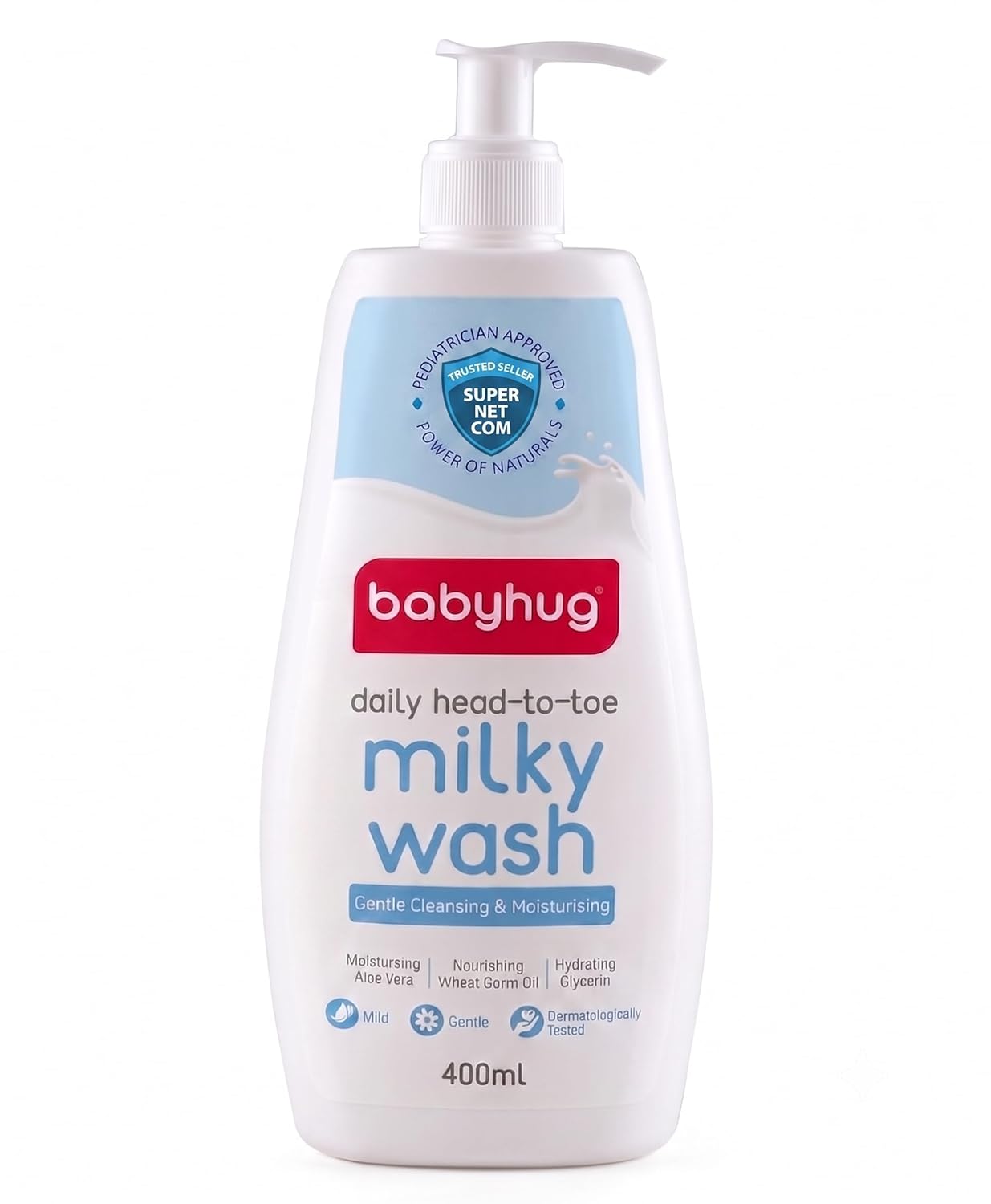 BABYHUG Daily Head-To-Toe Milky Body Wash - Enriched With Natural Oil, Aloe Vera Extract 400ML(Pack Of 1)