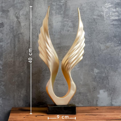 Gold Angel Wings Statue Divine Home Décor Sculpture Figurine for Home, Living Room, Office, Hotel, Restaurant Decorative Showpiece Items