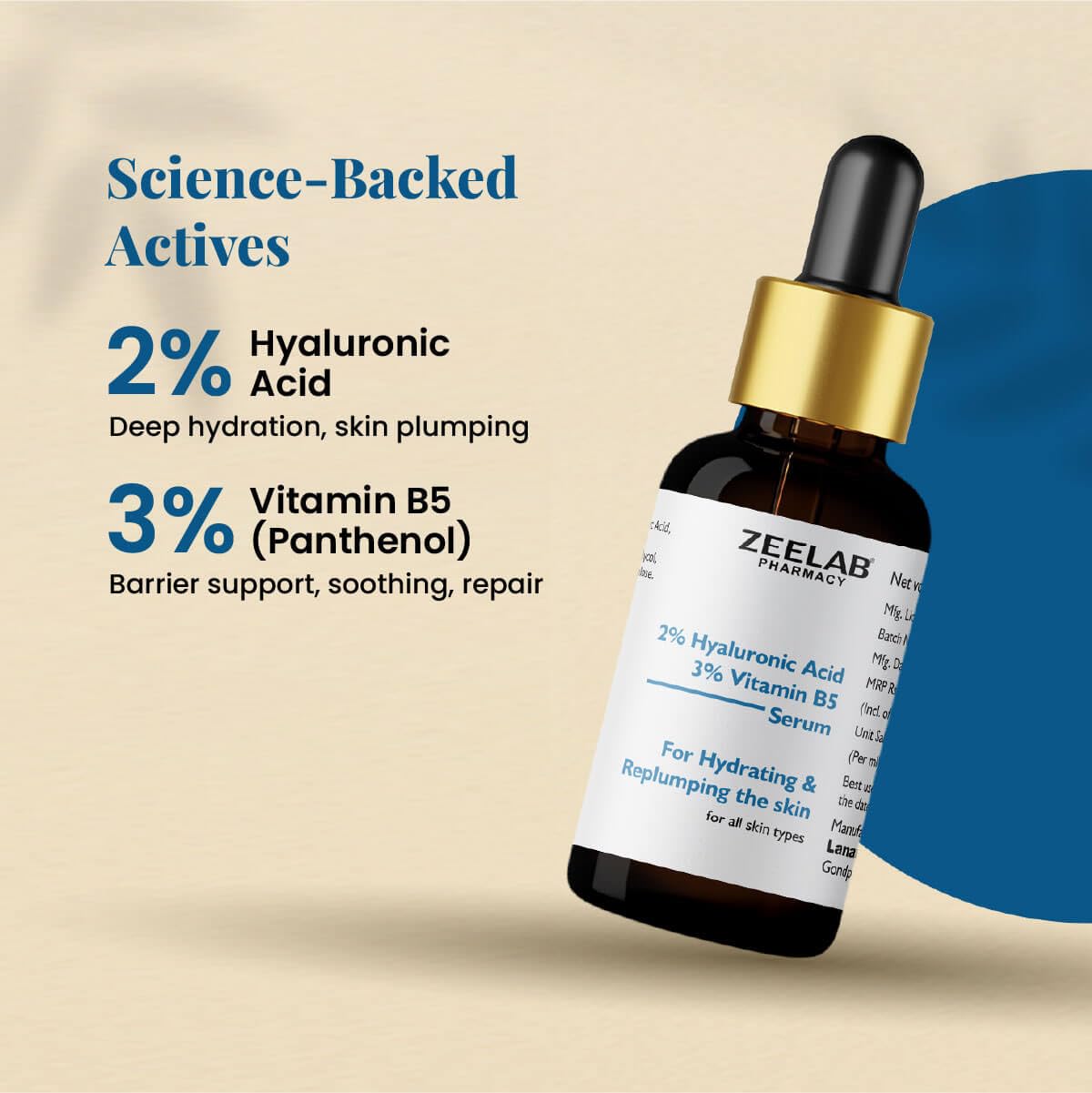 Zeelab pharmacy serum bottle with dropper on a beige background