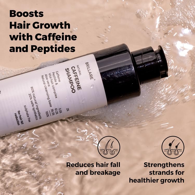 Brillare Caffeine Anti Hair Fall Shampoo | Boost Hair Growth with Caffeine & Peptides for Men & Women