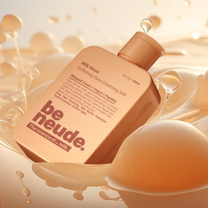 Be Neude Milk Muse Face Cleanser 100 ml with Peptides and Whipped Cream Deep Pore Non Drying Face Wash for Acne Prone and Sensitive Skin Hydrating Cleansing Milk