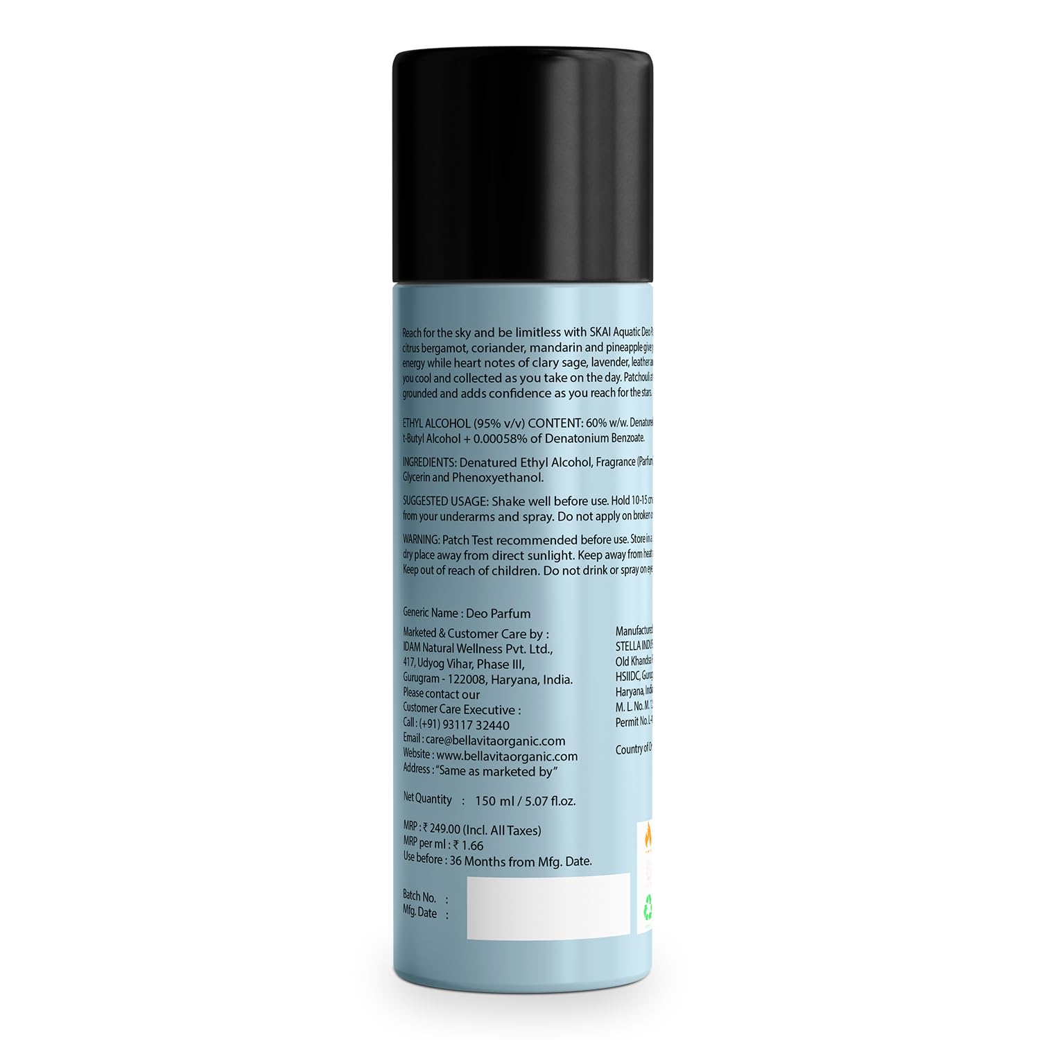 Back label of a skincare product bottle on a white background