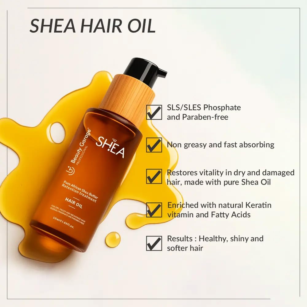 Beauty Garage Pure African Shea Butter Retention Treatment Hair Oil 50ml