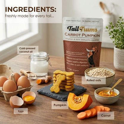 TailTrums Dog Biscuits – Carrot & Pumpkin Cookies (250g) | Healthy Dog Food | All Breeds |