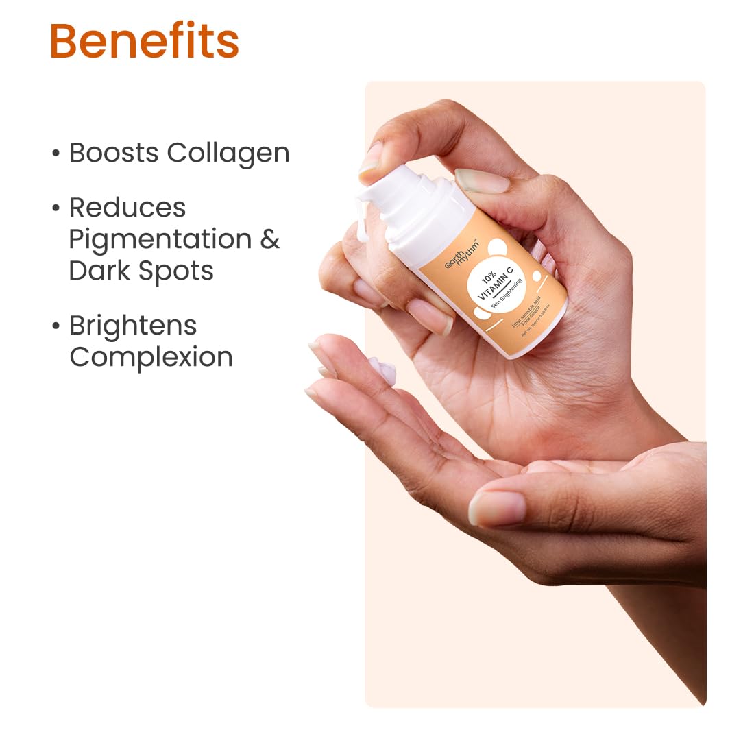 Earth Rhythm 10% Vitamin C Serum for Glowing & Brightens Skin, Provides Glow, Hydrates Skin - 15ml