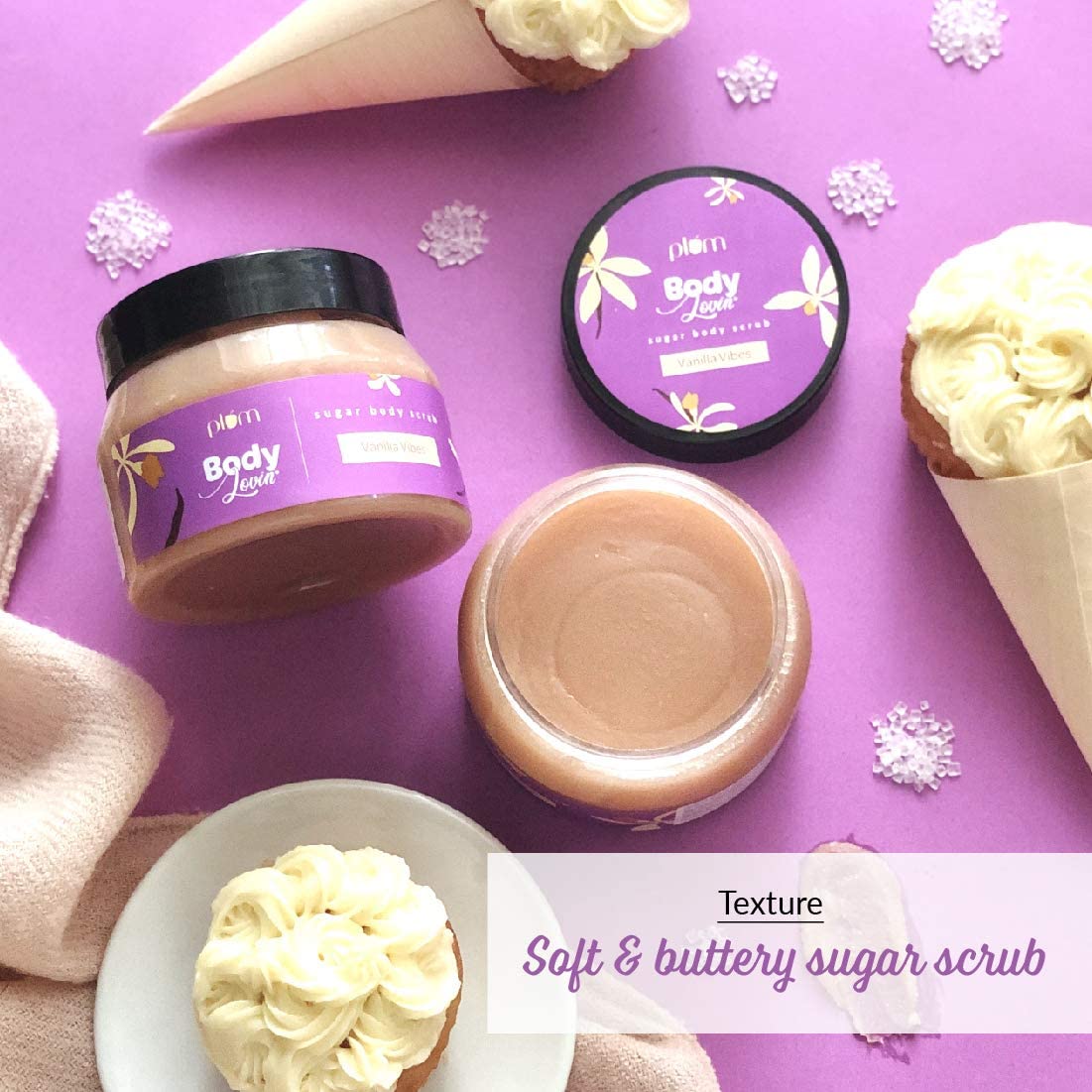 Plum BodyLovin' Vanilla Vibes Sugar Body Scrub | The Ideal Winter Body Scrub | Brazil Nut Oil | Skin Brightening | Deep Moisturization | 100% Vegan