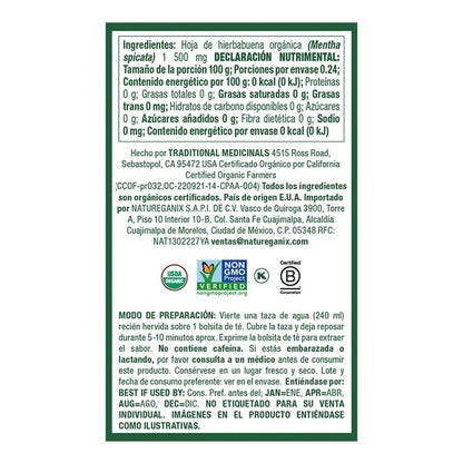 Traditional Medicinals, Organic Spearmint, Caffeine Free, 16 Wrapped Tea Bags, 0.85 oz (24 g)