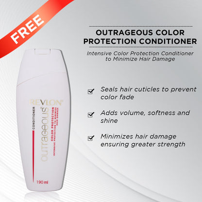 REVLON Top Speed Hair Color For Woman - Dark Brown 65 (with Outrageous Conditioner 190 ml)
