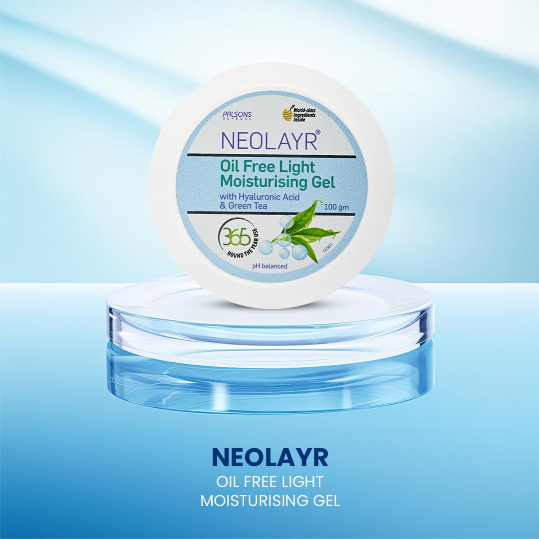 NEOLAYR Oil Free Light Moisturizing Gel | Hyaluronic Acid | Gives Skin an Oil Free Glow | Complete Skin Hydration in 60 Minutes | 100 GM