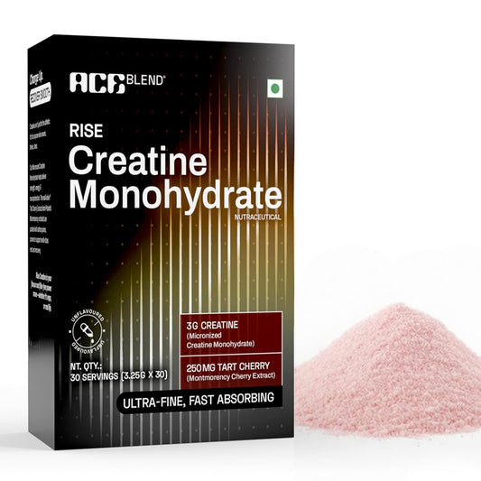 Ace Blend Micronised Creatine Powder 30 Servings | For Strength, Endurance And Recovery | Creatine Monohydrate | Big Muscle Protein Support | Tart Cherry Extract | 97.5 g
