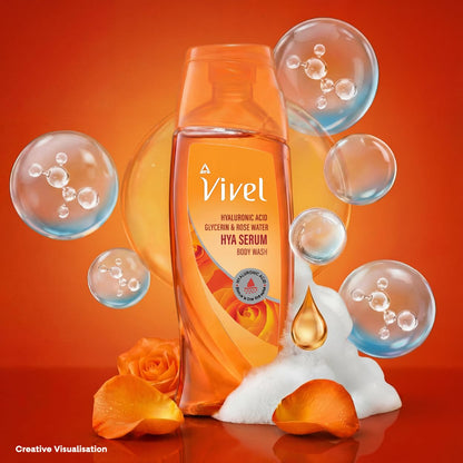 Vivel Hya Serum Body Wash 200ml|Hyaluronic Acid, Glycerin & Rose Water|Deep Intense Daily Hydration Shower Gel|Improve Dry Rough Skin Texture |Dermatologist Recommended |No Paraben|For Men & Women