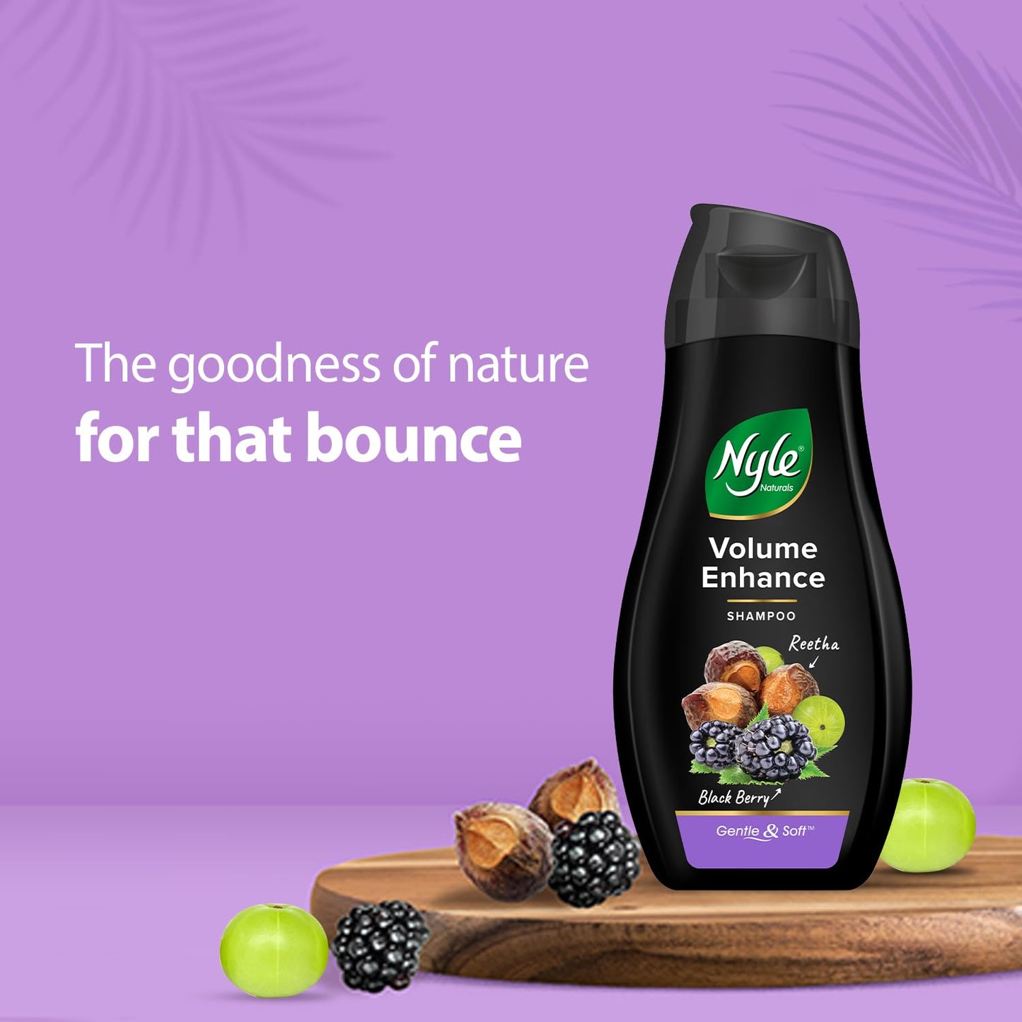 Nyle Naturals Volume Enhance Anti Hairfall Shampoo, With Reetha And Blackberry, 180ml, (NYAM0180VE03R)