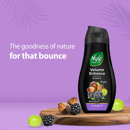 Nyle Naturals Volume Enhance Anti Hairfall Shampoo, With Reetha And Blackberry, 180ml, (NYAM0180VE03R)