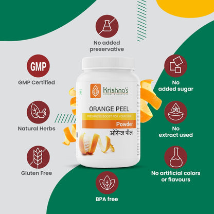 Krishna's Orange Peel Powder - 100 g | Preservative Free | Pure Natural & Organic For face Pack |Vitamin C, Natural Skin Cleanse