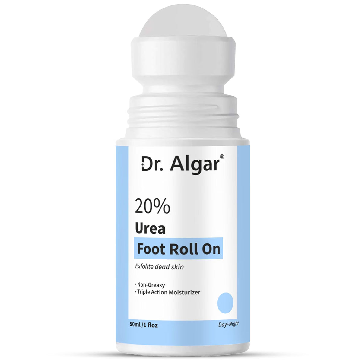 DR.ALGAR 20% Urea Foot Cream Roll On 50ml | 2% Lactic Acid, Olive Oil & Vitamin E | Non-Greasy Triple Action Moisturizer | Best Foot Cream for Cracked Heels | Foot Roll On for Dry & Cracked Feet