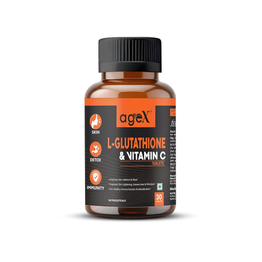 L-Glutathione 500mg + Vitamin C | Advanced Antioxidant & Skin Glow Tablets, Detox Support, Enhance Skin Brightness (500mg) | 30 Tablets (Pack of 1)