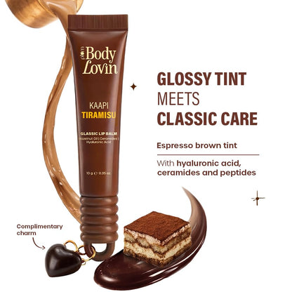Plum BodyLovin’ Kaapi Tiramisu Glassic Lip Balm | Espresso Brown Gloss Tint | Hydrating Lip Balm with Hazelnut Oil, Ceramides & Hyaluronic Acid | Moisturizes Dry & Chapped Lips | 10 g