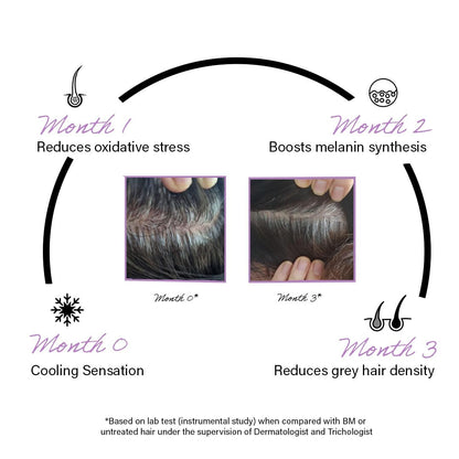 Hair care product effectiveness chart showing hair changes over three months.